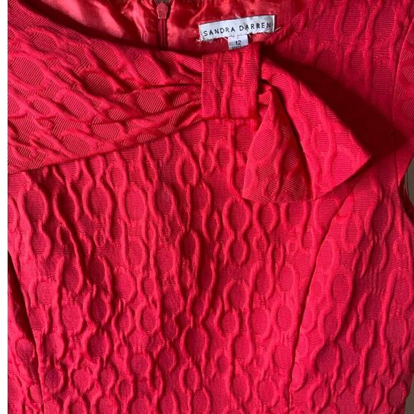 Vintage Sandra Darren Sheath Dress 12 Textured Bow Zip Chic Evening Cocktail - Picture 5 of 8
